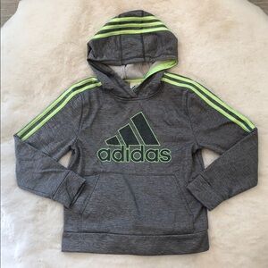 Adidas Kids Hoodie in Gray with Neon Green Stripes Kids Size M (10-12)